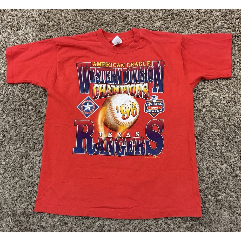 Vintage Texas Rangers 1996 Western Division Champions Single Stich T-shirt Sz XL